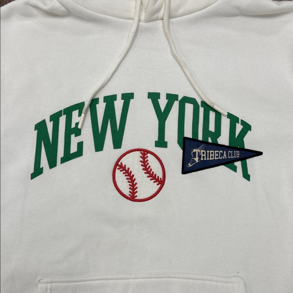 Zara New York Graphic Hoodie - Cream Size M - Picture 2 of 6